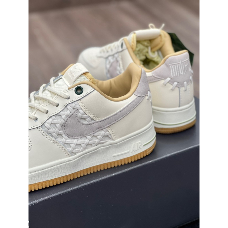 Giày air foce1 low nai ke bamboo beige - giày af1 bamboo weave trắng kem lai au AF1 mẫu mới af1 new 2023