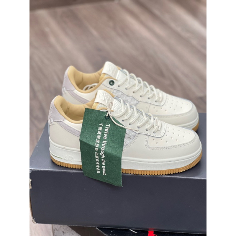Giày air foce1 low nai ke bamboo beige - giày af1 bamboo weave trắng kem lai au AF1 mẫu mới af1 new 2023