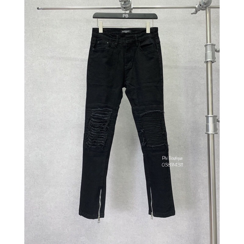 Top những quần jean nam trơn khoá zip và rách đơn giản cho học sinh cao cấp