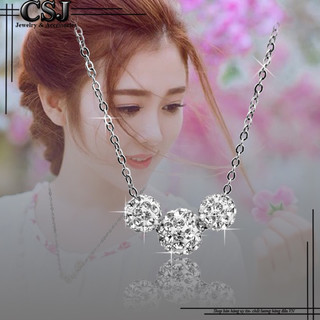 Dây chuyền inox 3 trái châu xỏ ngang phong cách Hàn Quốc