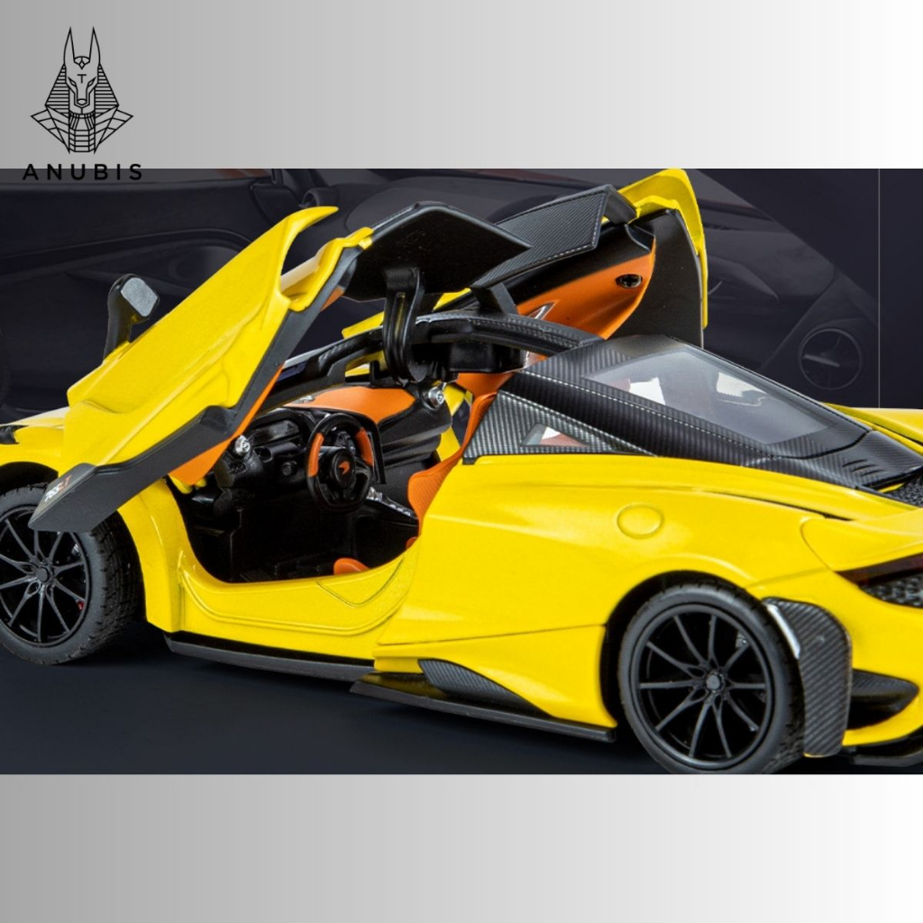 Mô Hình Xe Ôtô Kim Loại 1/24 Siêu Xe MCLAREN 765LT Sẵn Đế Để Trưng Bày Bàn Làm Việc Làm Đồ Chơi Trẻ Em