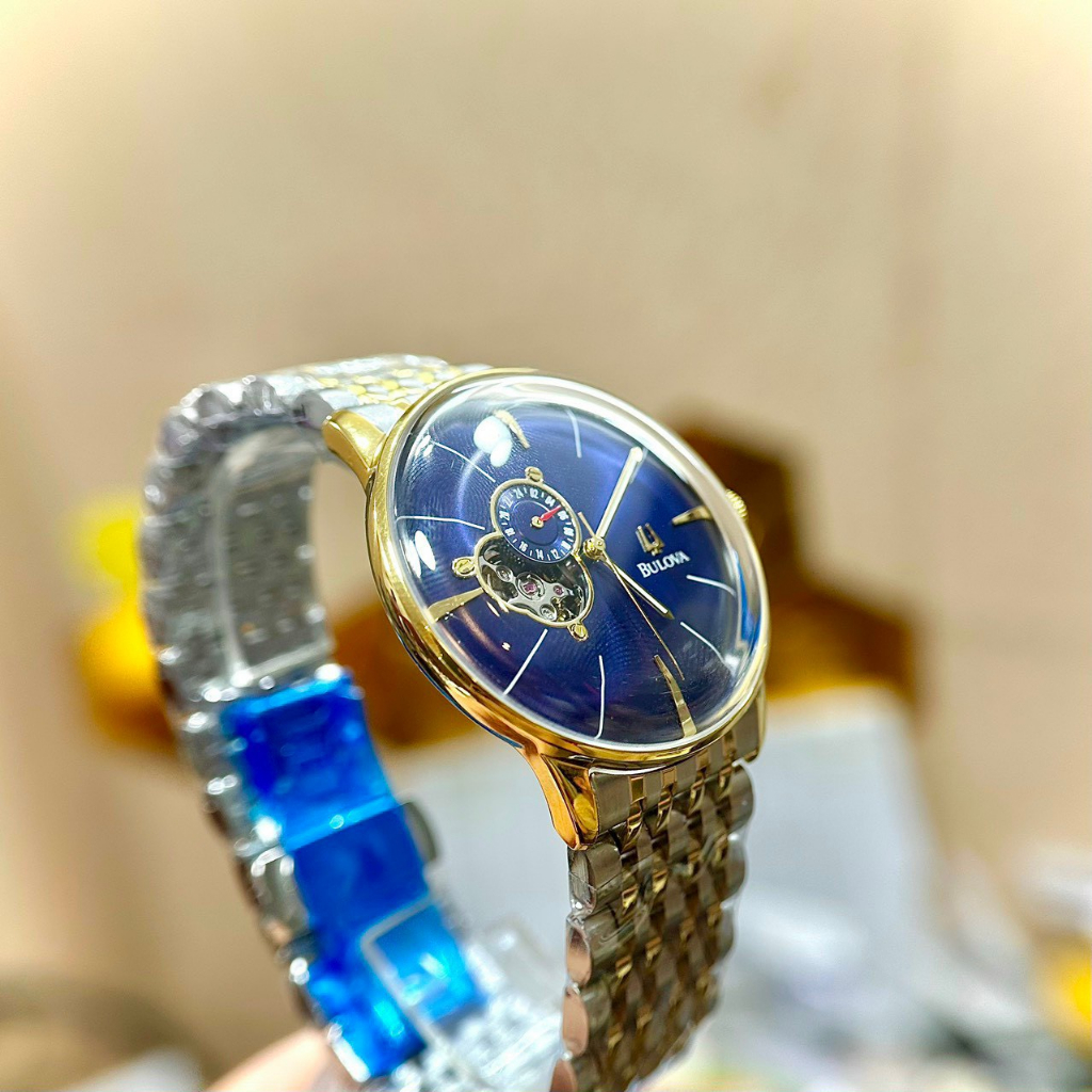 Đồng Hồ Nam Bulova Classic - Blue and Gold Kính cong tràn viền