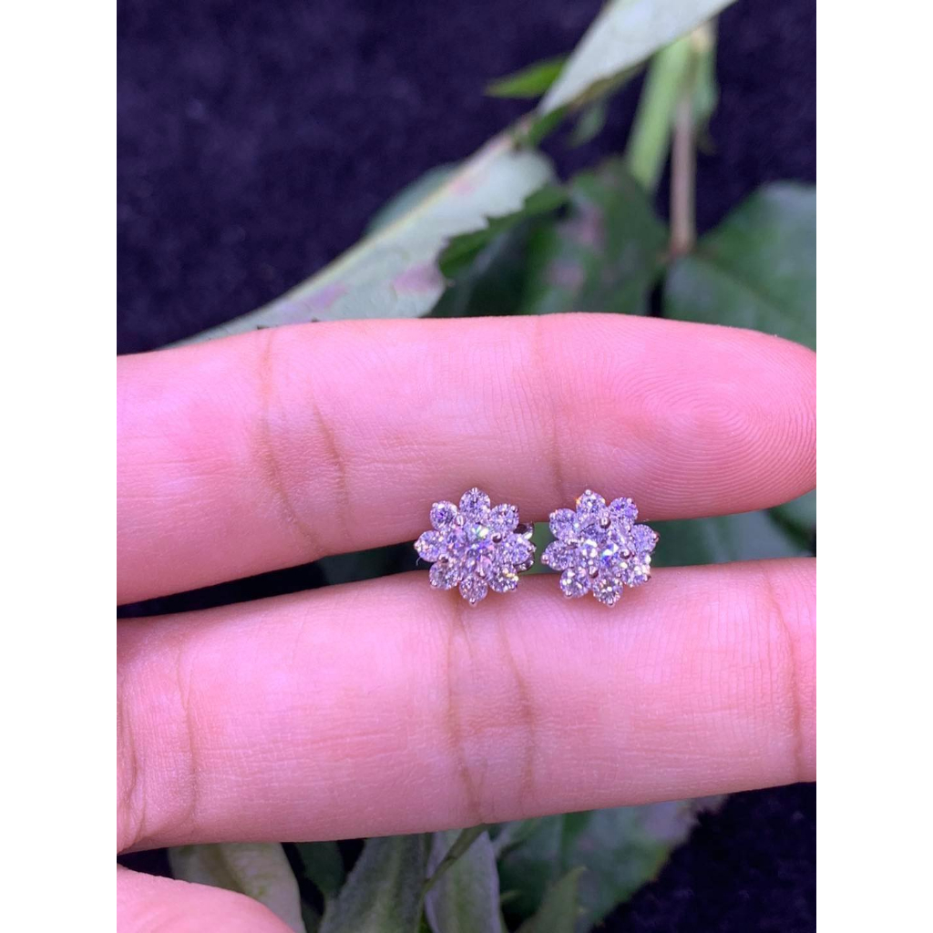 Bông tai xoàn moissanite (khuyên tai) kim cương nhân tạo, tấm và chủ đều là xoàn thử bút kêu kèm kiểm định hoa mai 4ly5