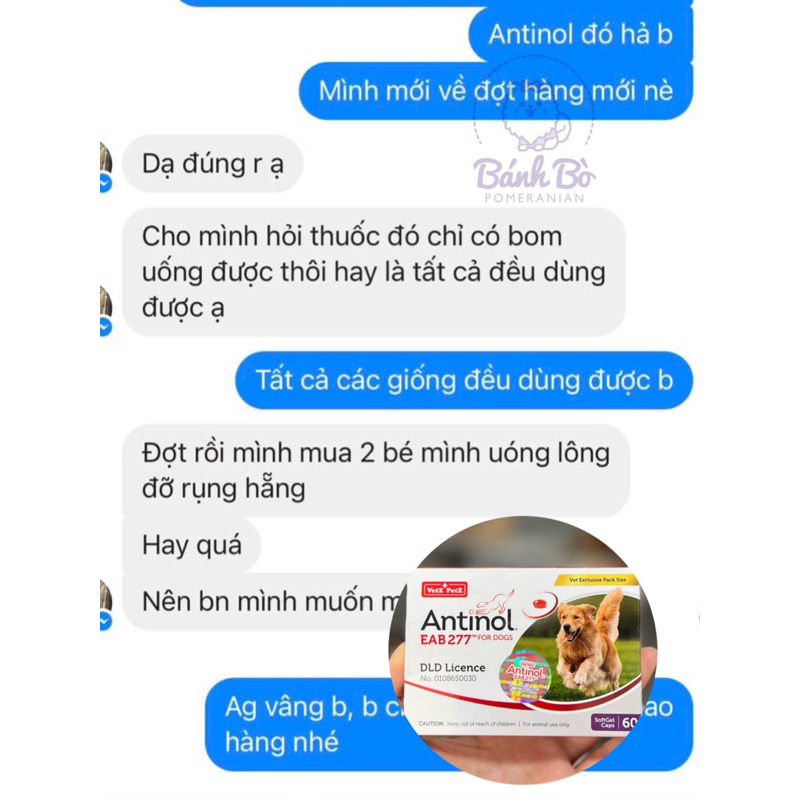 SIÊU KÍCH MỌC LÔNG, SIÊU DƯỠNG LÔNG CHO CHÓ ANTINOL  THAILAND GIÁ TỐT NHẤT