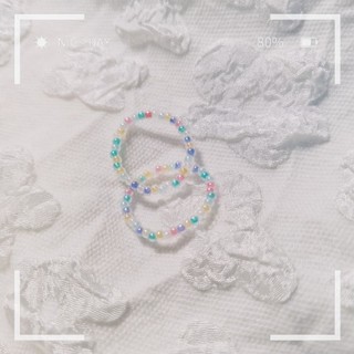 Nhẫn hạt cườm nhỏ màu hoa pastel