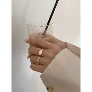 Bộ 3 nhẫn đơn giản màu vàng Hyndo accessories phong cách Âu Mỹ dành cho nữ hiphop chụp ảnh đường phố đeo ngón trỏ