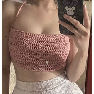 Laine - Áo hở lưng , áo croptop len cột dây , áo len mùa hè By Rya.amour handmade