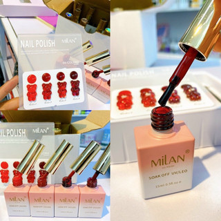 Set sơn gel đỏ Milan 4 màu thạch đỏ ( tặng bảng màu Meka )