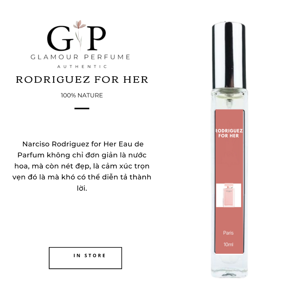Nước hoa nữ 10ml Glamour Perfume Narciso Rodriguez For Her Tiểu thư, Quyến rũ, Kiêu kỳ