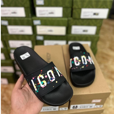 Dép lê lcon quai ngang vẩy sơn mới nhất đế cao su chống thấm nước