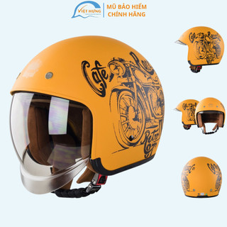 Mũ bảo hiểm - trùm đầu - Kính âm - Cao cấp - Royal M139 - Tem V7 Cafe vàng