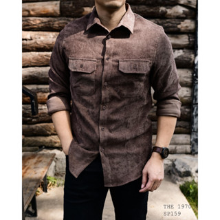 Áo Sơmi nhung Tăm vintage MVP, chất vải mịn dày nam nữ mặc đi học đi chơi sang trọng.