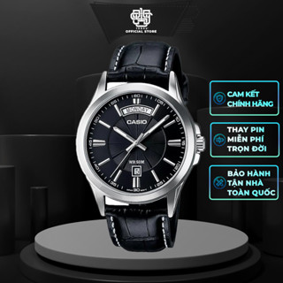 ĐỒNG HỒ NAM DÂY DA ĐEN MẶT TRÒN CHỐNG NƯỚC CASIO MTP-1381L-1A HÀNG CHÍNH HÃNG