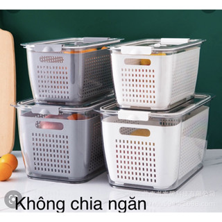 Hộp Nhựa Đựng Thực Phẩm 2 lớp để Tủ Lạnh Có Lỗ Thoát Nước Khóa Thoát Khí Dễ Dàng Bảo Quản Rau Củ