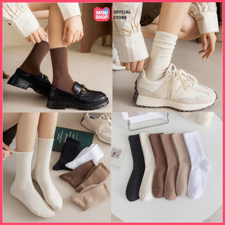 Tất cổ trung/cao nam nữ công sở chất liệu cotton co giãn dày dặn
