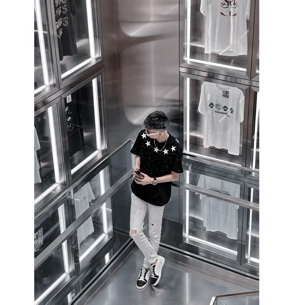 1 Áo Phông Nam Nữ In Hình Ngôi Sao Bo Cổ Siêu Cấp. Áo Thun Nam Nữ Unisex Form Rộng Dành Cho Các Boy Phố Siêu Hot 20233