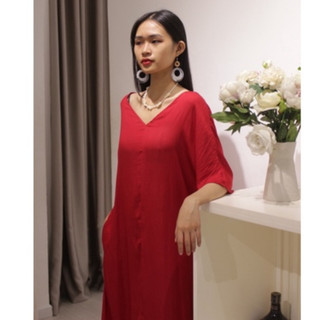 Đầm Lụa Xín- kiểu suông tay dơi ngắn-  màu đỏ và xanh coban.[XÍN - Fashion Design]