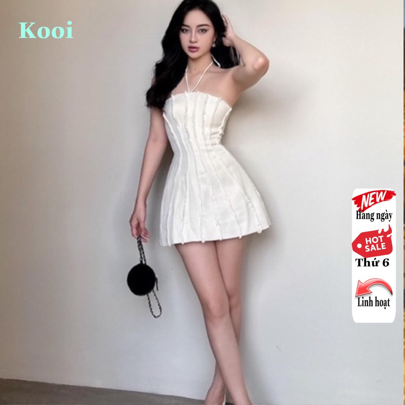 Đầm cúp ngực đan dây cổ cực sexy dáng ngắn đầm dạo phố dự tiệc cực cuốn