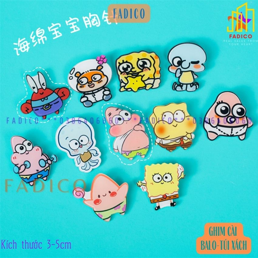 Ghim cài balo túi xách,Sticker cài túi xách hình BỌT BIỂN dễ thương,kích thước 3-5cm nhựa acrylic-FADICO