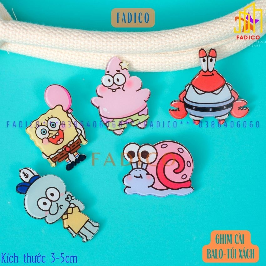 Ghim cài balo túi xách,Sticker cài túi xách hình BỌT BIỂN dễ thương,kích thước 3-5cm nhựa acrylic-FADICO