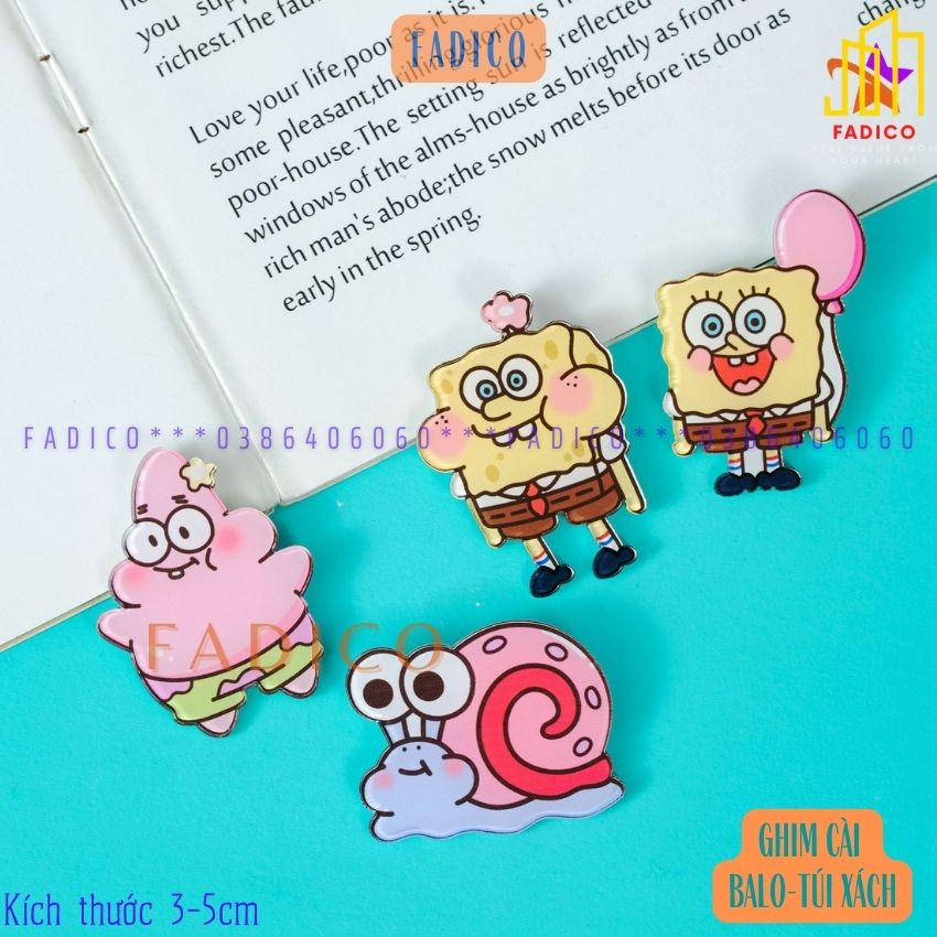Ghim cài balo túi xách,Sticker cài túi xách hình BỌT BIỂN dễ thương,kích thước 3-5cm nhựa acrylic-FADICO