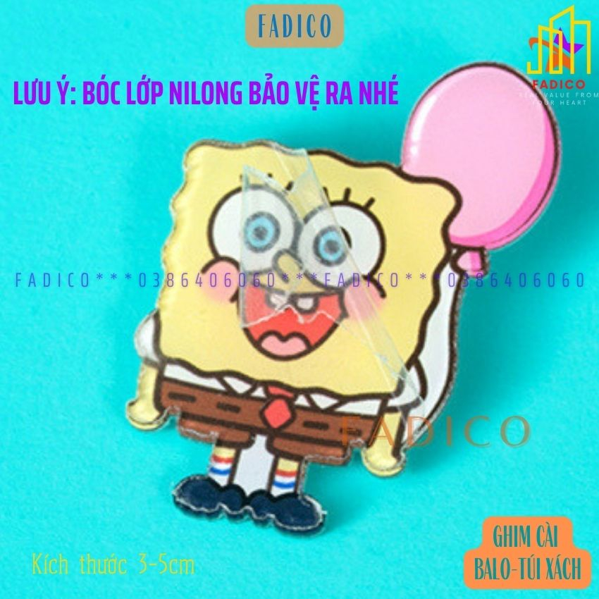 Ghim cài balo túi xách,Sticker cài túi xách hình BỌT BIỂN dễ thương,kích thước 3-5cm nhựa acrylic-FADICO