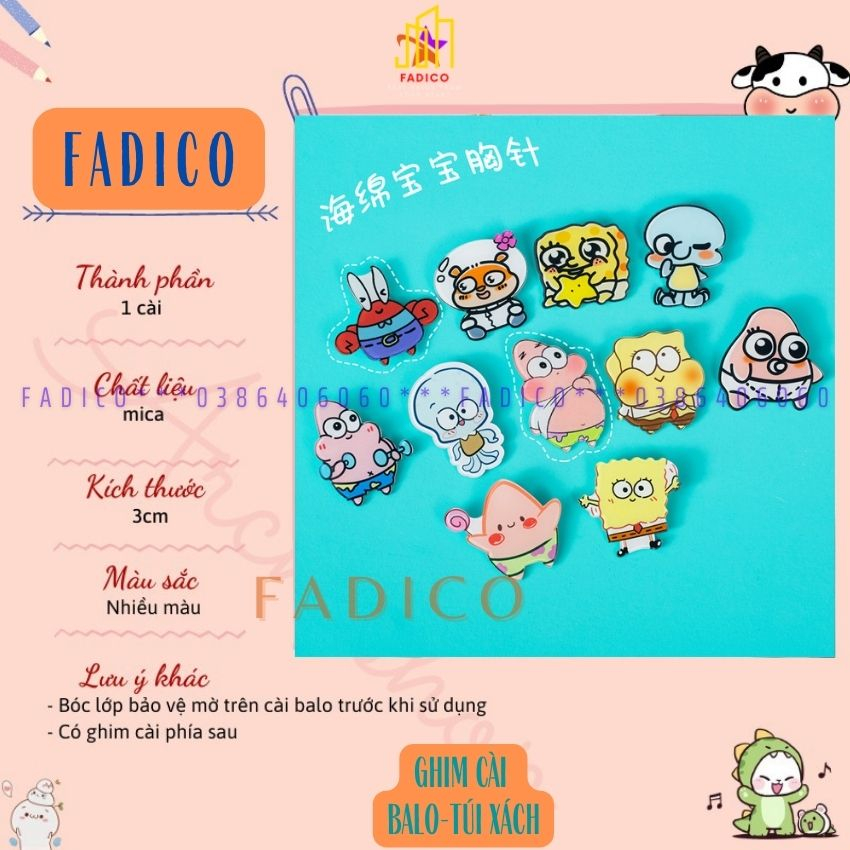 Ghim cài balo túi xách,Sticker cài túi xách hình BỌT BIỂN dễ thương,kích thước 3-5cm nhựa acrylic-FADICO