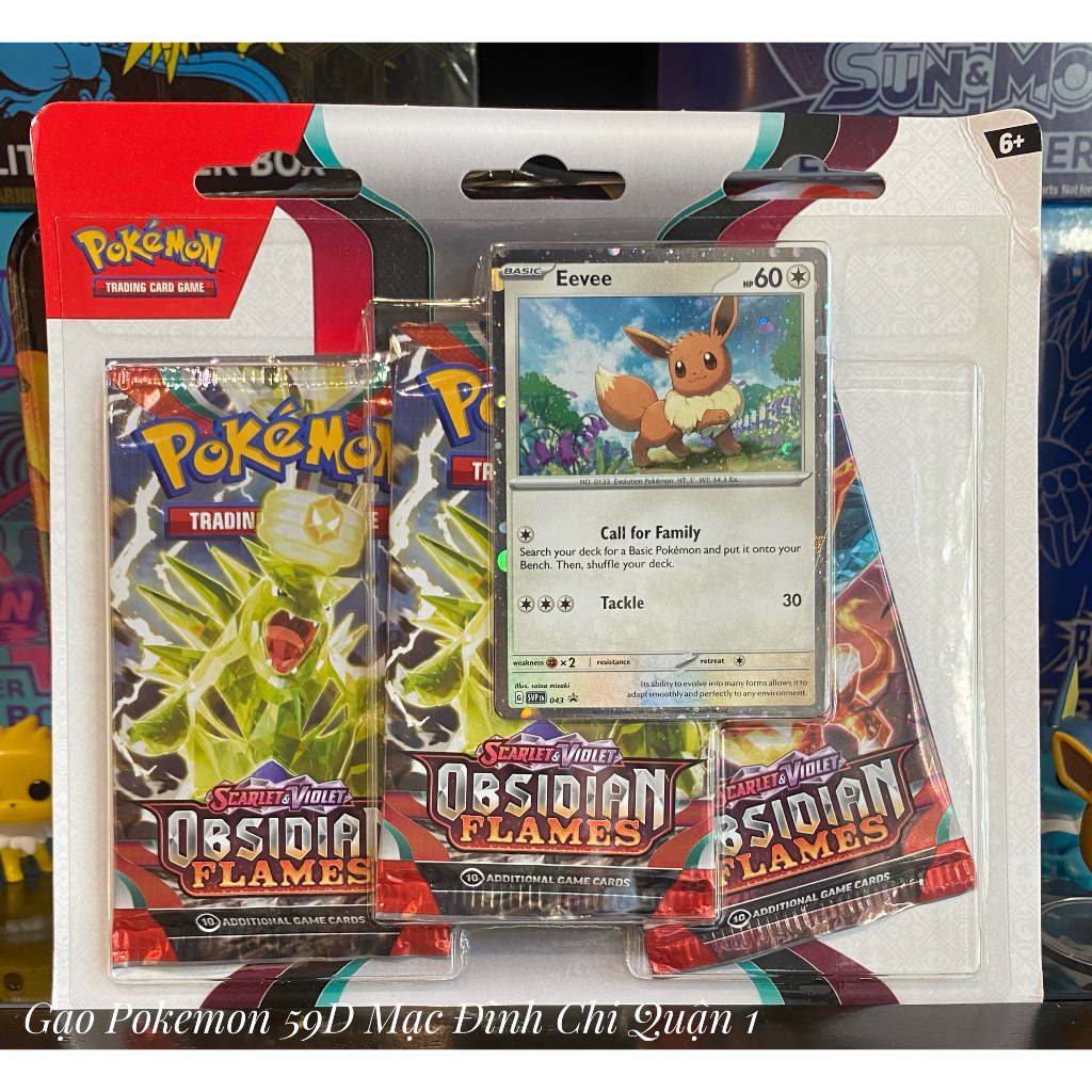 Vỉ 3 gói thẻ bài Pokémon TCG: Scarlet & Violet Obsidian Flames