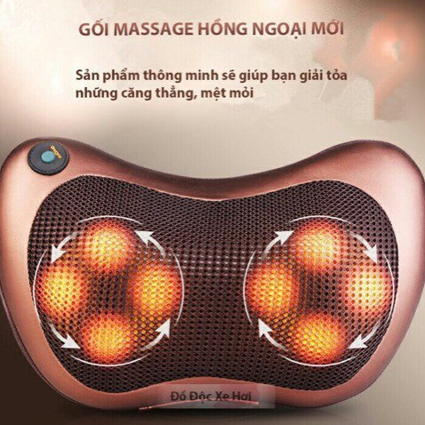Gối Massage Cổ Vai Gáy Hồng Ngoại 8 Bi Nhật Bản - Máy Massage Toàn Thân Giúp Giảm Đau Mỏi Vai Gáy