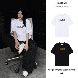 Áo thun oversize Uncle M cotton nam nữ có thêu tay PIPES TEE