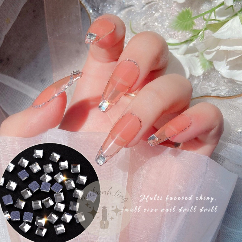 Set 50 Viên Đá Nail Sáng Loại 1  CY0479-R16/ Gói Đá Khối Chân Bằng Cao Cấp / Đá Chân Keo 3D Lấp Lánh