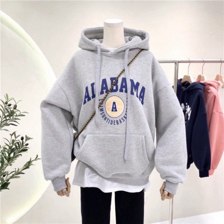 Áo Hoodie nỉ bông có mũ form rộng unisex nam nữ mặc đôi dày dặn DELIZ