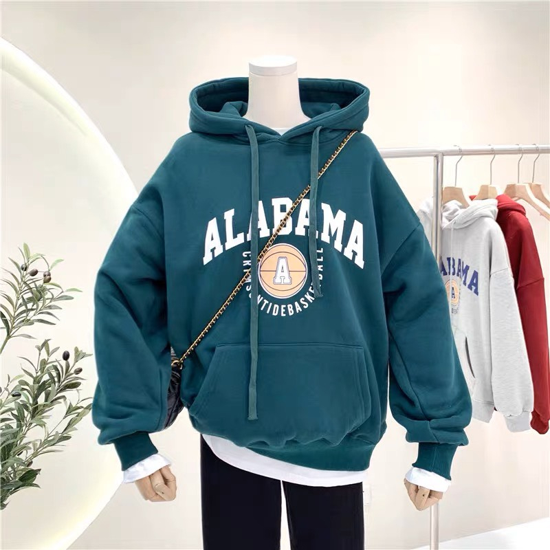 Áo Hoodie nỉ bông có mũ form rộng unisex nam nữ mặc đôi dày dặn DELIZ