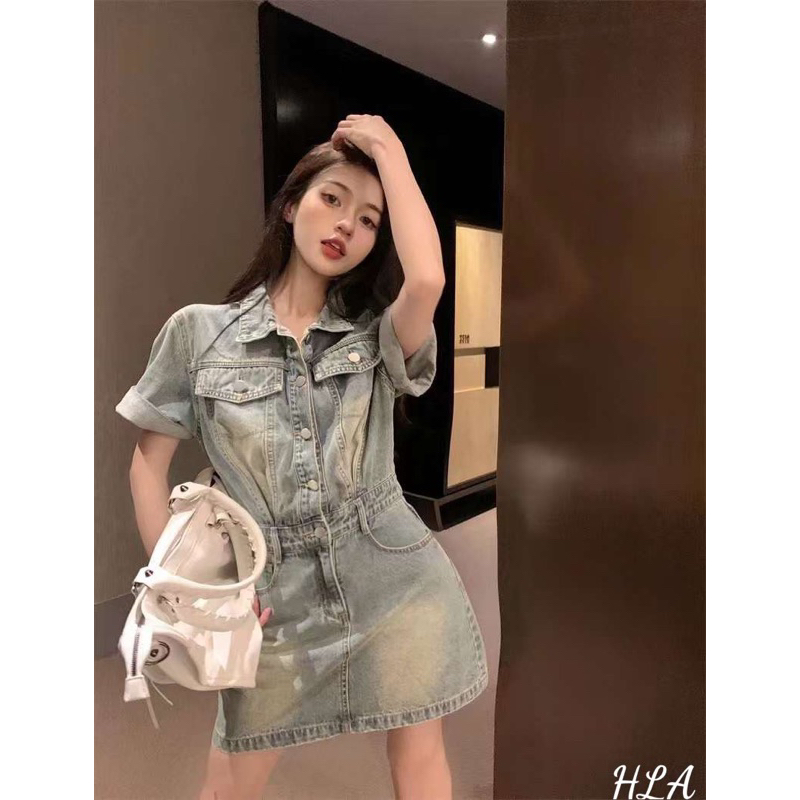 Váy Jean Dáng Chữ A Màu Loang