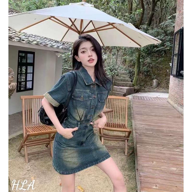 Váy Jean Dáng Chữ A Màu Loang