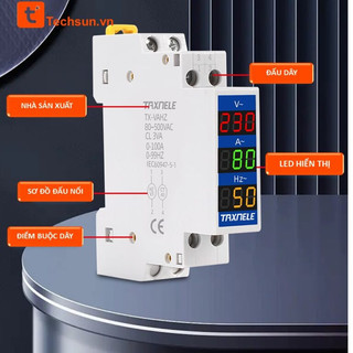Đồng hồ đo điện áp- dòng điện-tần số 220v 100a dạng cb tép gài tủ điện ac - gia dụng việt 365