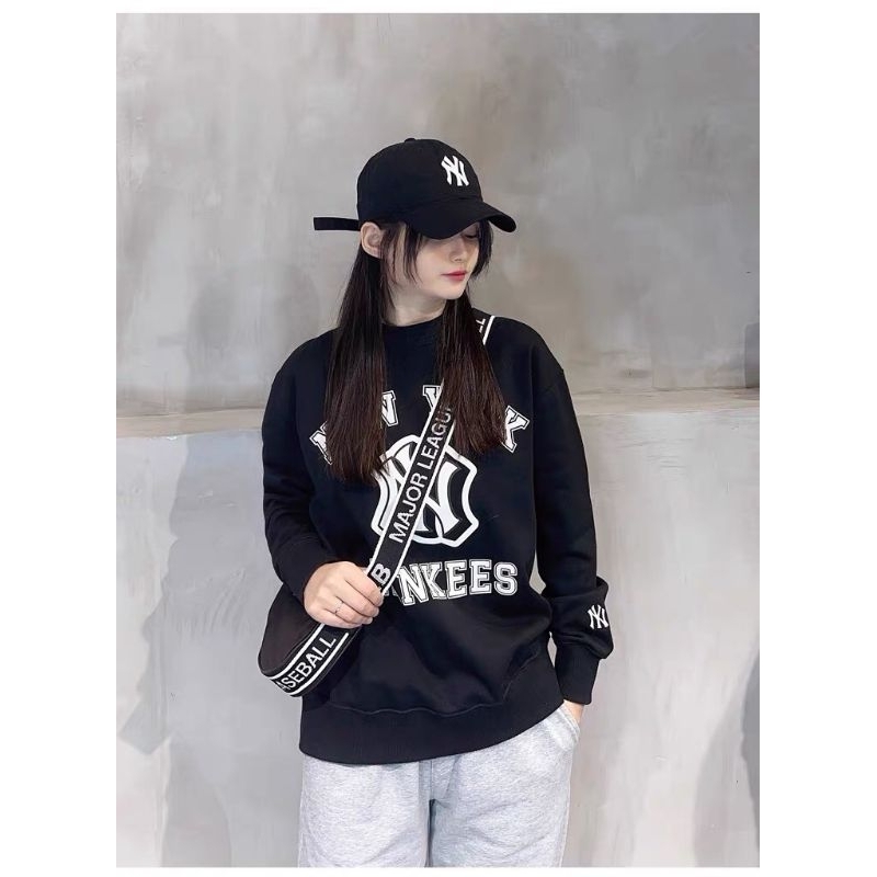 Áo sweater đôi nam nữ thu đông MIb NY yankees hàng nỉ da cá đanh đẹp full tag cam kết y hình