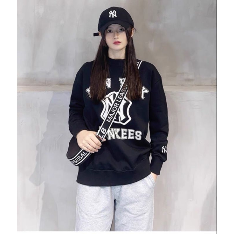 Áo sweater đôi nam nữ thu đông MIb NY yankees hàng nỉ da cá đanh đẹp full tag cam kết y hình