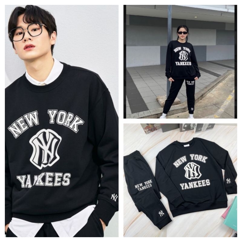 Áo sweater đôi nam nữ thu đông MIb NY yankees hàng nỉ da cá đanh đẹp full tag cam kết y hình