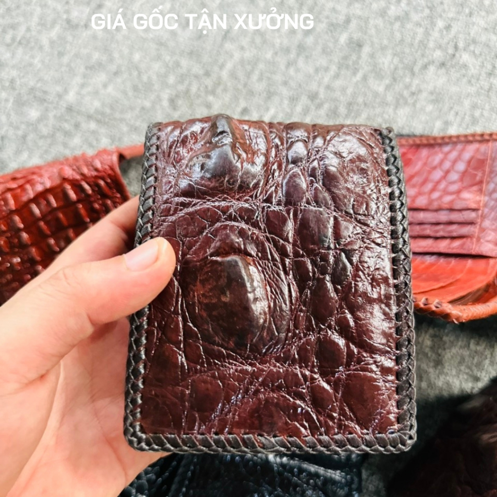 Ví nam da cá sấu 2 mặt, da thật 100%, đan viền/khônng đan viền