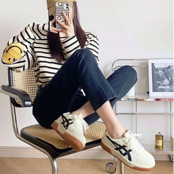 Giày Asics Court MZ đế nâu, Cream Black Gum Nam Nữ Bản Cao Cấp, Giày  asics Đế Cao Su Nguyên Khối Đủ Size 36-44