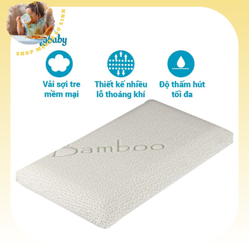Gối cao su non chống ngạt vỏ sợi tre Bamboo kháng khuẩn tự nhiên, thấm hút mồ hôi tốt Comfybaby - hàng chính hãng
