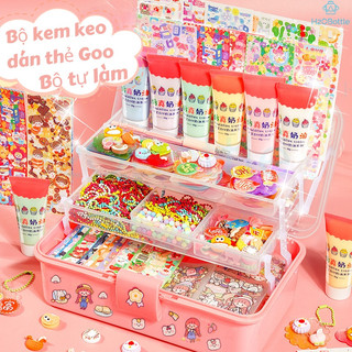 Bộ kem keo dán thẻ Goo đồ chơi tự làm quà tặng cho người thân bộ dụng cụ tự làm móc khóa dán thủ công đáng yêu
