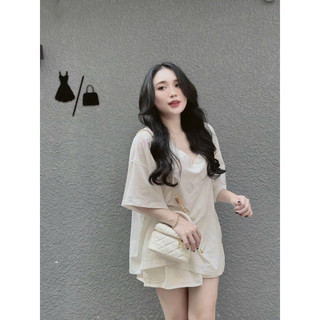 Áo phông cổ tim chất giấy cực mát