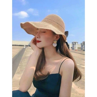 Mũ cói, mũ đi biển hở chóp siêu xinh - HD96
