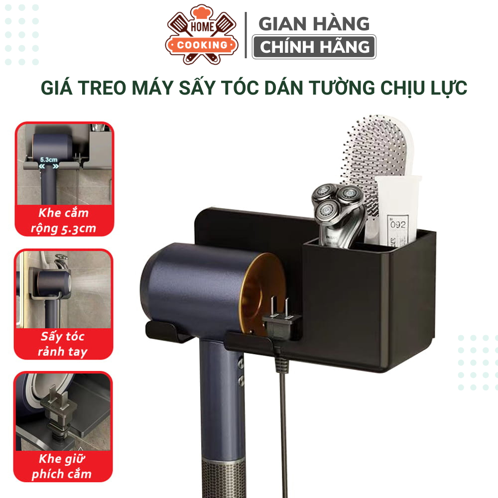Giá treo máy sấy tóc nhà tắm dán tường chịu lực chắc chắn, kệ treo máy sấy tóc phòng tắm đa năng tiện dụng