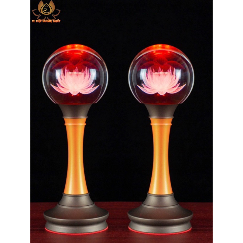 CẶP 2 CÂY ĐÈN LED HOA SEN PHA LÊ THỜ CÚNG TRANG TRÍ