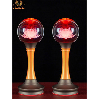 Cặp 2 cây đèn led hoa sen pha lê thờ cúng trang trí