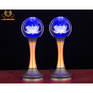 CẶP 2 CÂY ĐÈN LED HOA SEN PHA LÊ THỜ CÚNG TRANG TRÍ