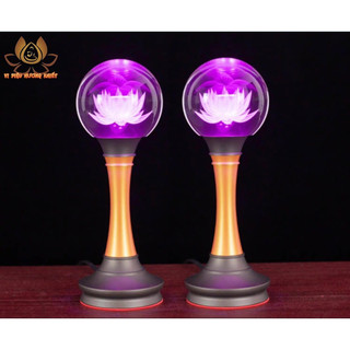CẶP 2 CÂY ĐÈN LED HOA SEN PHA LÊ THỜ CÚNG TRANG TRÍ